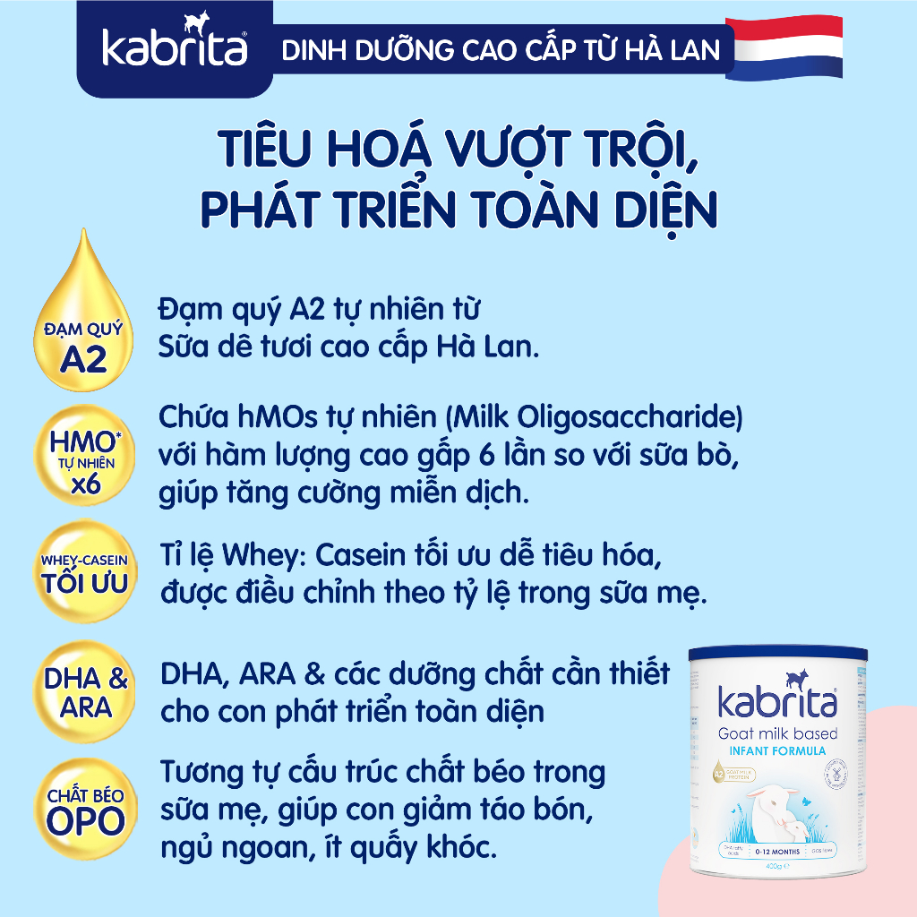 [Date T7/2024] Sữa dê Kabrita số 1 cho trẻ- Lon 400g