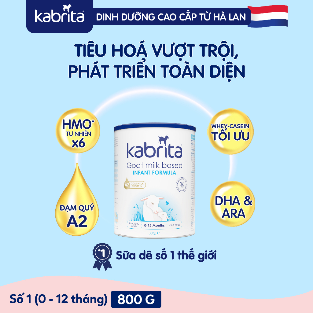 Combo 3 lon Sữa dê Kabrita số 1 cho trẻ- Lon 800g