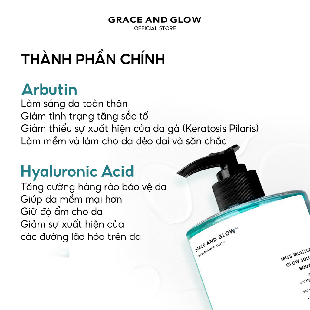 Combo sữa tắm và sữa dưỡng thể Grace and Glow Miss Moisture 400ML + 300ml