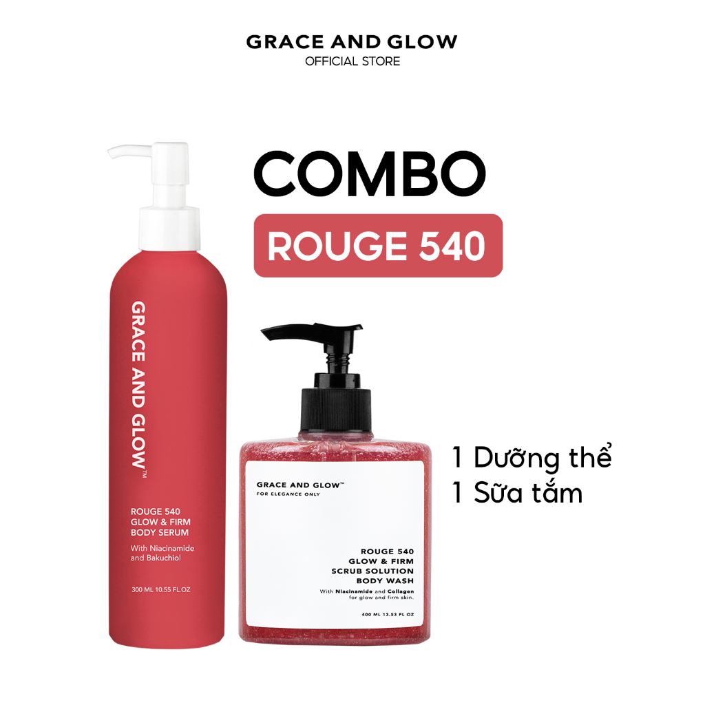 Combo sữa tắm và sữa dưỡng thể Grace and Glow Rouge 540 400ML + 300ml