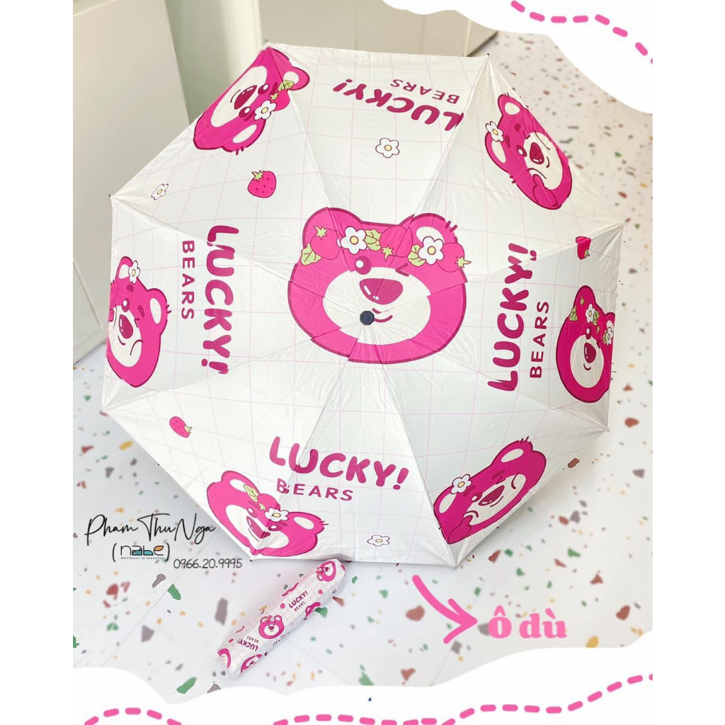 Ô Cầm Tay Gấu Dâu Cute