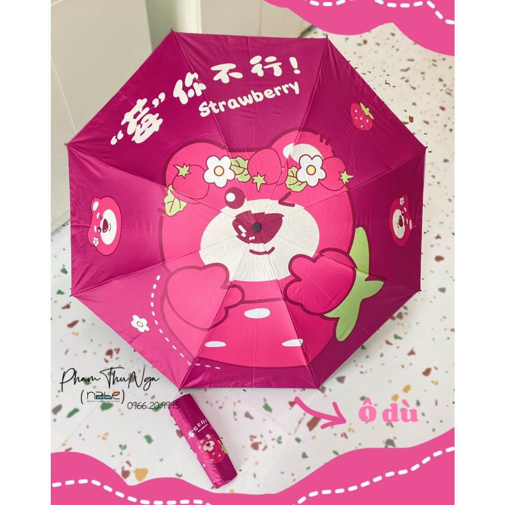 Ô Cầm Tay Gấu Dâu Cute