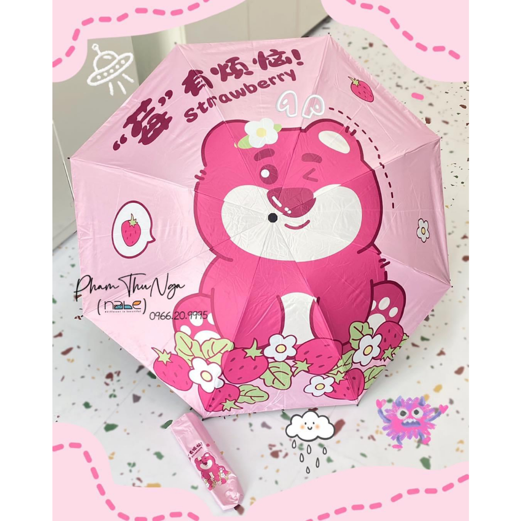 Ô Cầm Tay Gấu Dâu Cute