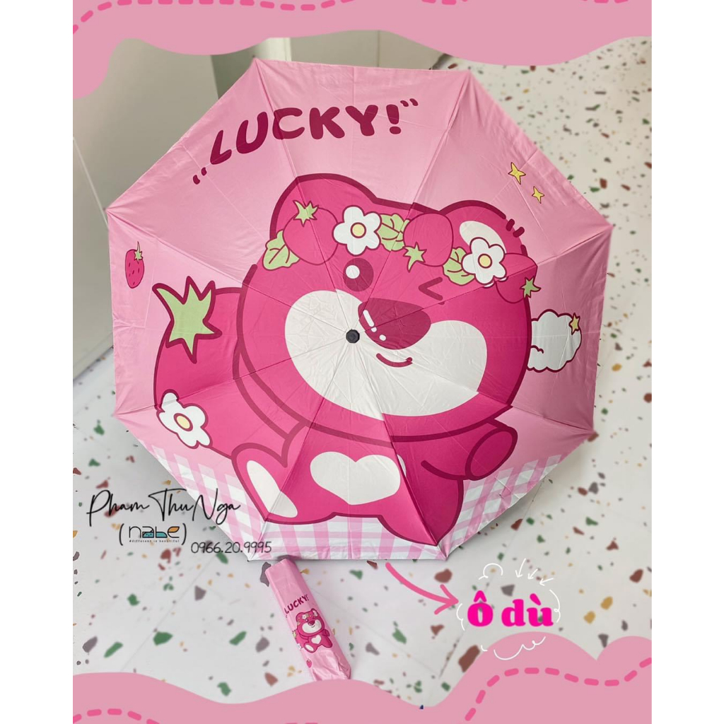 Ô Cầm Tay Gấu Dâu Cute