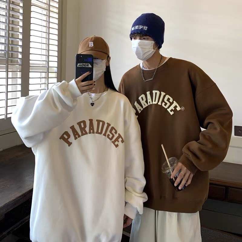 Sweater nỉ bông nam nữ mùa đông form rộng áo nỉ cổ tròn tay dài thời trang mùa đông Deliz Chou Chou