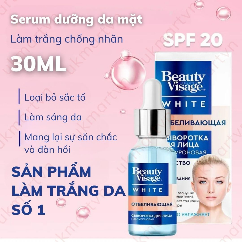 Serum Dưỡng Trắng Da Mặt Beauty Visage White Serum 30ml Mờ Nám Tàn Nhang