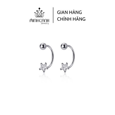 Bông Tai Bi Cong Hình Sao Bạc 925 Chốt Ren Vặn - Minh Canh Jewelry