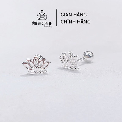 Bông Tai Hoa Sen Chốt Ren Vặn Bạc 925 - Minh Canh Jewelry