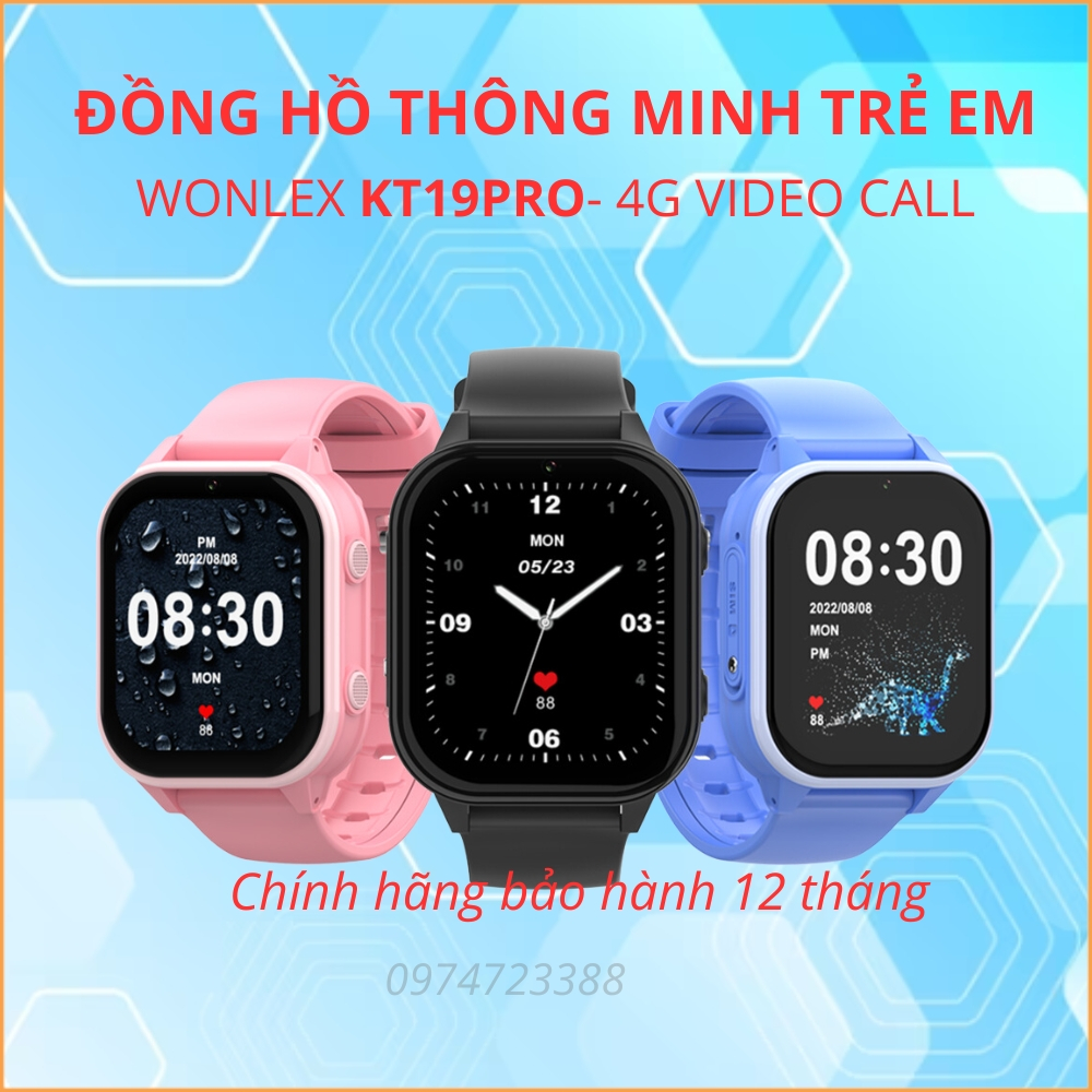 Đồng Hồ Thông Minh Trẻ Em Nam Nữ Định Vị Chống Nước Lắp SIM Nghe Gọi Giá Rẻ Chính Hãng Wonlex KT19 PRO