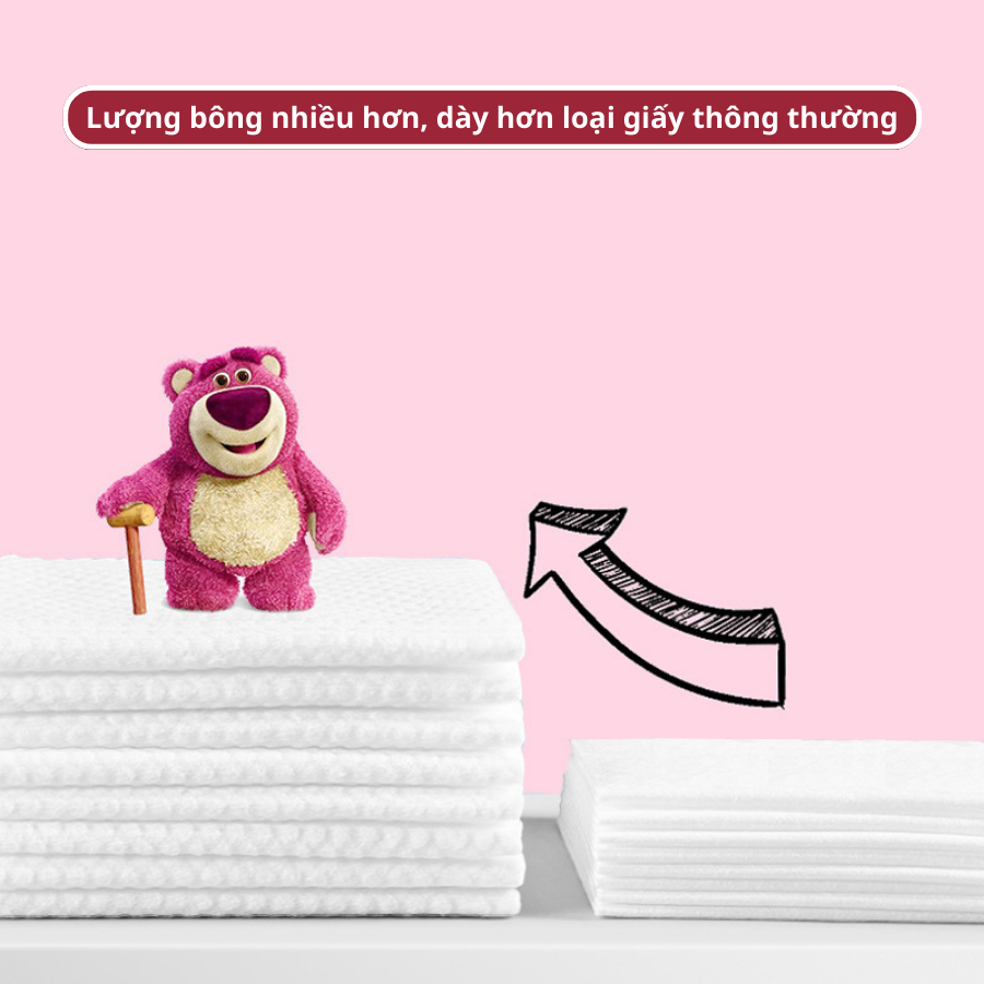 Khăn giấy lau đa năng gấu dâu LOTSO bịch lớn 200 tờ dùng cả tháng mới hết, khăn lau mặt dùng 1 lần | BigBuy360 - bigbuy360.vn