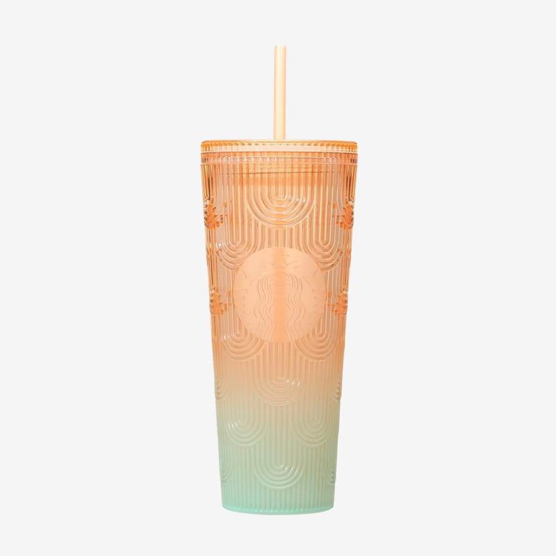 Ly Starbucks Cold Cup Light Orange Ombre 24Oz
