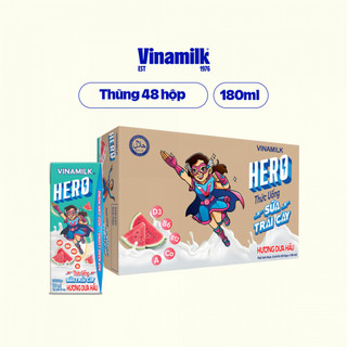 Thùng Thức uống sữa trái cây vị Dưa Hấu Vinamilk Hero 180ml - 48 hộp/Thùng