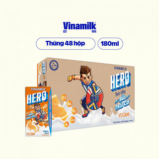 Thùng Thức uống sữa trái cây vị cam Vinamilk Hero 180ml - 48 hộp/Thùng