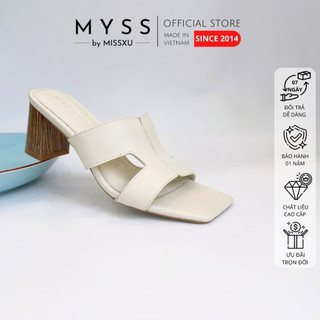 Giày guốc nữ chữ h da thật cao cấp gót trụ 6 cm thời trang myss - sudt01