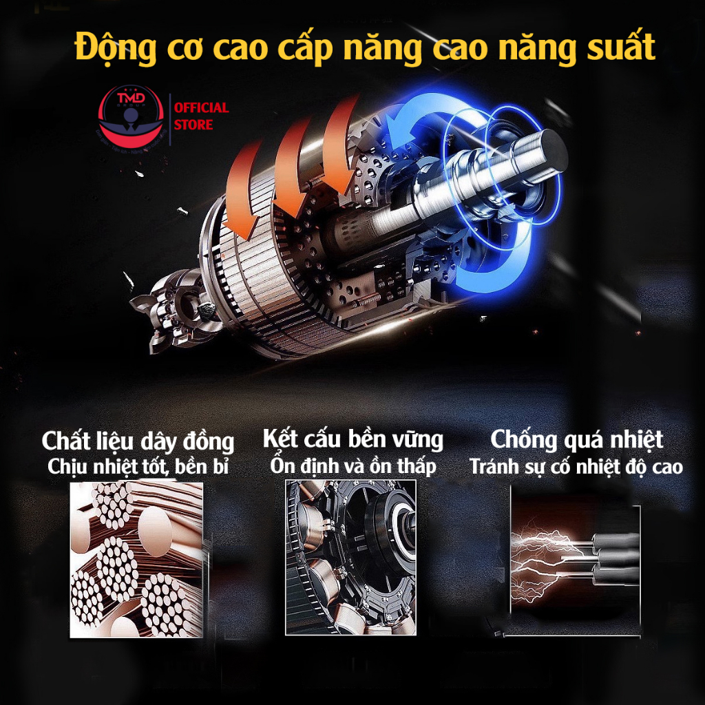 Quạt sưởi ấm di động 2000W TMD GROUP-Thân kim loại bền bỉ, 2 nút điều chỉnh nhiệt độ, thiết kế gọn nhẹ | An toàn di độ