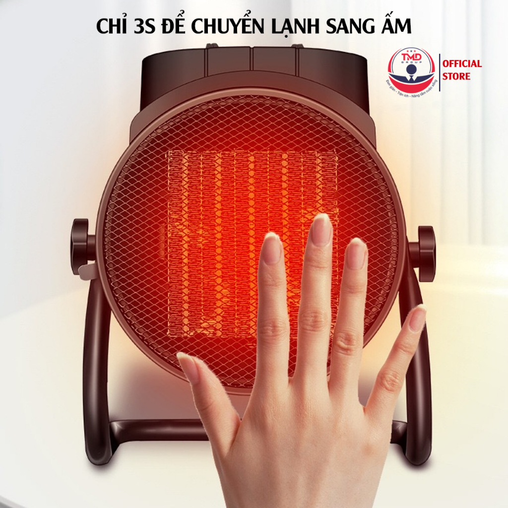 Quạt sưởi ấm di động 2000W TMD GROUP-Thân kim loại bền bỉ, 2 nút điều chỉnh nhiệt độ, thiết kế gọn nhẹ | An toàn di độ