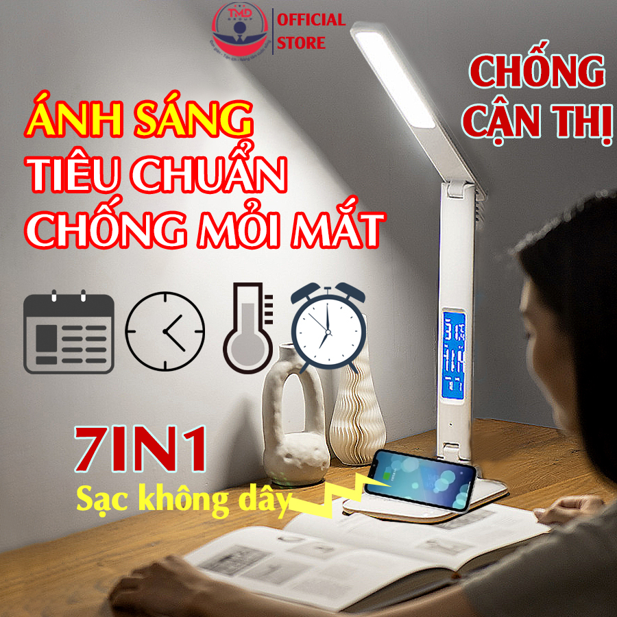 Đèn học chống cận TMD GROUP - Đèn led gấp gọn 7 chức năng ưu việt, Sạc không dây 10w, 3 cường độ ánh sáng tuỳ chỉnh