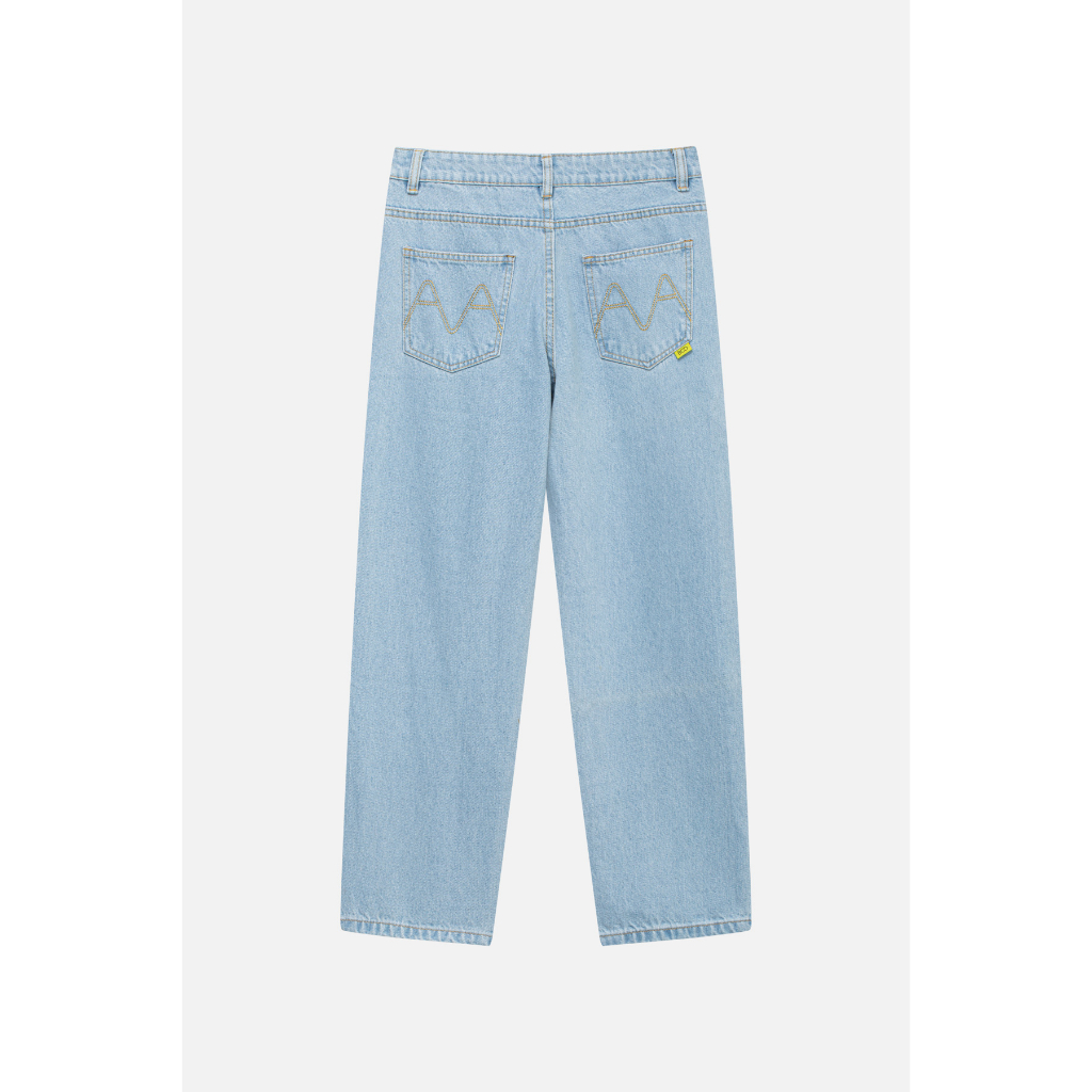 Quần Jeans Nữ BOO Dáng Baggy Thêu AA Túi Boolaab