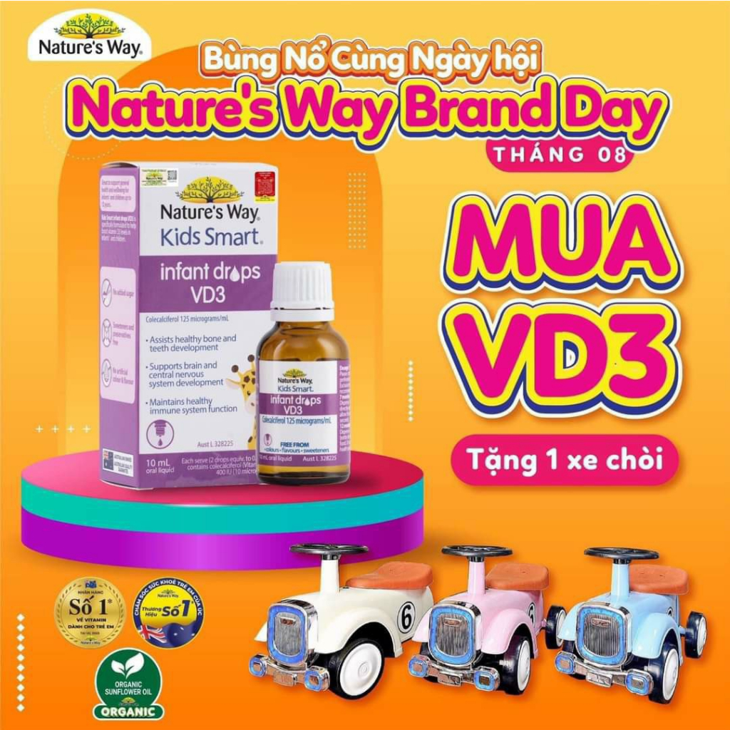 Drops Vitamin VD3 dạng giọt Nature's Way Kids Smart - Made in Australia