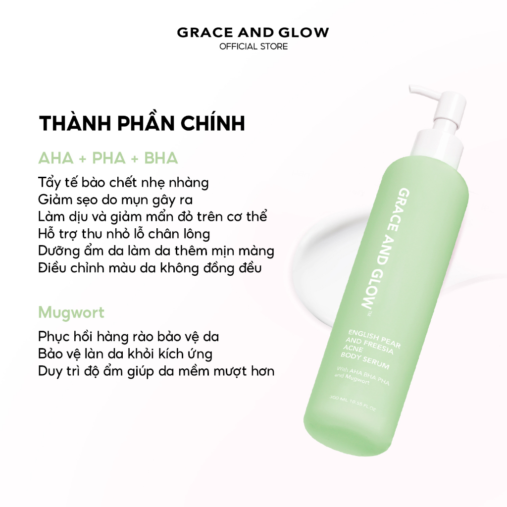 Combo sữa tắm và sữa dưỡng thể Grace and Glow Bye Bye Acne English Pear and Freesia