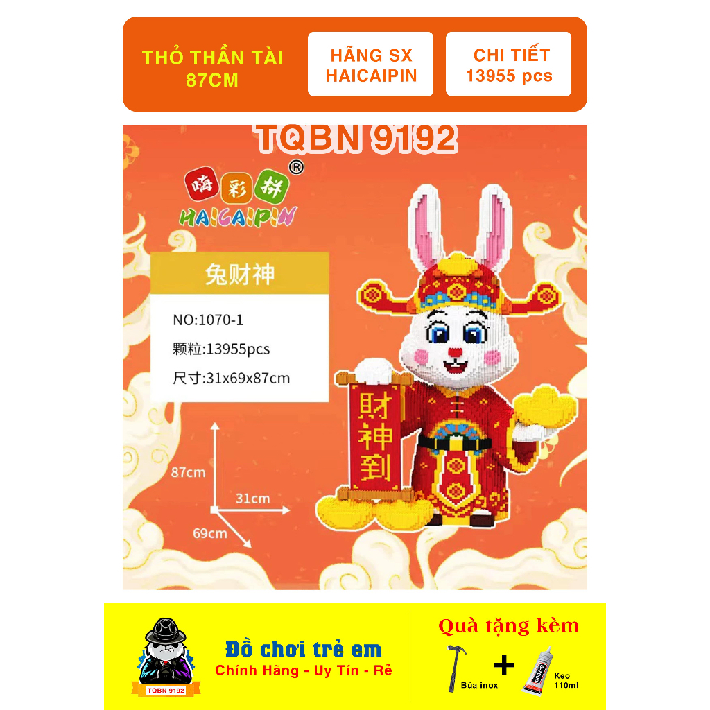 Bộ lắp ráp  Thỏ thần tài cao 50cm 87cm hãng Haicaipin