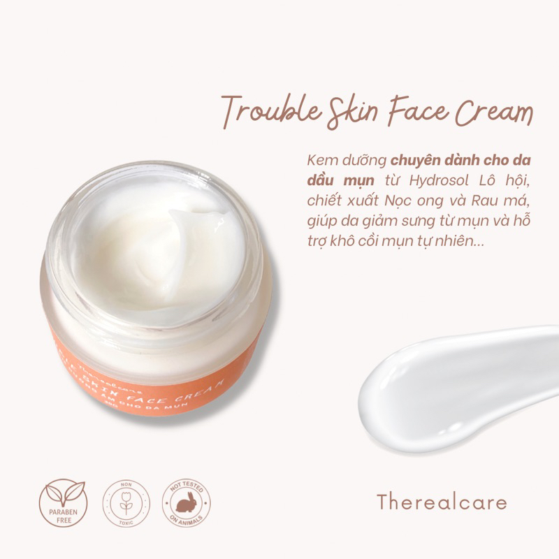KEM DƯỠNG CHO DA NHIỀU DẦU, MỤN 🤎 TROUBLE SKIN FACE CREAM 🤎 |FREESHIP|