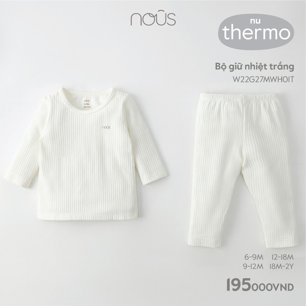 Bộ quần áo giữ nhiệt Nous ghi cho bé trai, bé gái chất liệu Nu thermo ( size từ 6 - 24 tháng )