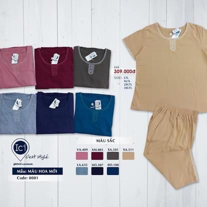 Bộ mặc nhà trung niên Gia Hồi TNQL. Màu Hoa Mới Size L(48-55KG)