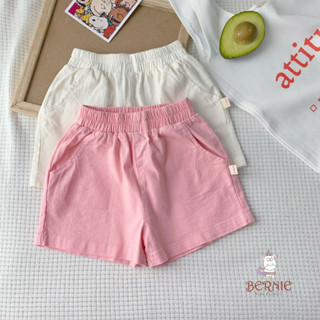  Quần sooc đùi cho bé gái có túi màu trắng và hồng chất liệu kaki linen mềm bé 7 đến 28kg 