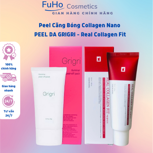 Peel Căng Bóng Collagen Nano Fit + Grigri Peel Off Pack  Giúp cấp ẩm, mịn màng, chống lão hoá da Fuhocometic