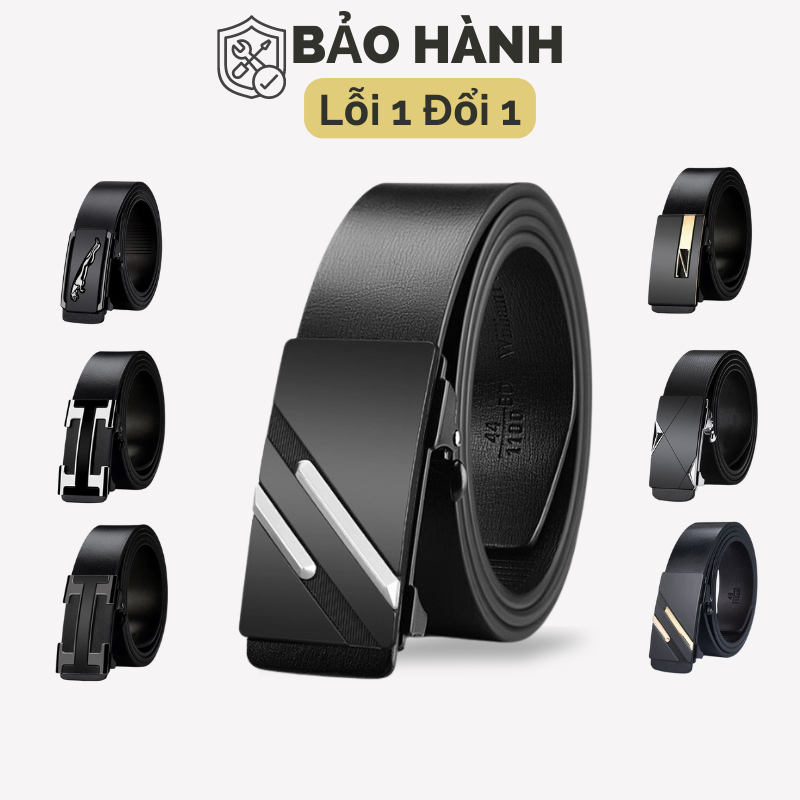 Thắt Lưng Nam Da Bò Thật Nịt Nam Vicenzo Dây Bản Nhỏ Luồn Trong Fullbox Khóa Tự Động Ko Rỉ, Thắt Lưng Da Bò Thật Cao Cấp