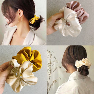  Dây buộc tóc scrunchies lụa cột tóc màu pastel trơn cao cấp Acantha & Rose set buộc tóc dễ thương sang trọng 