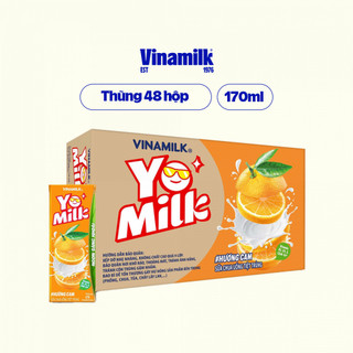 Thùng 48 hộp sữa chua uống hương cam Yomilk - hộp giấy x 170ml