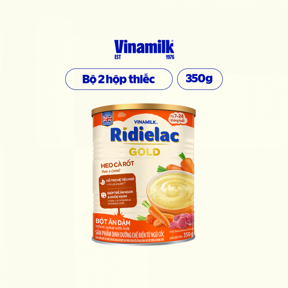 Combo 2 hộp Bột Ăn Dặm heo cà rốt Ridielac Gold - Hộp thiếc 350g