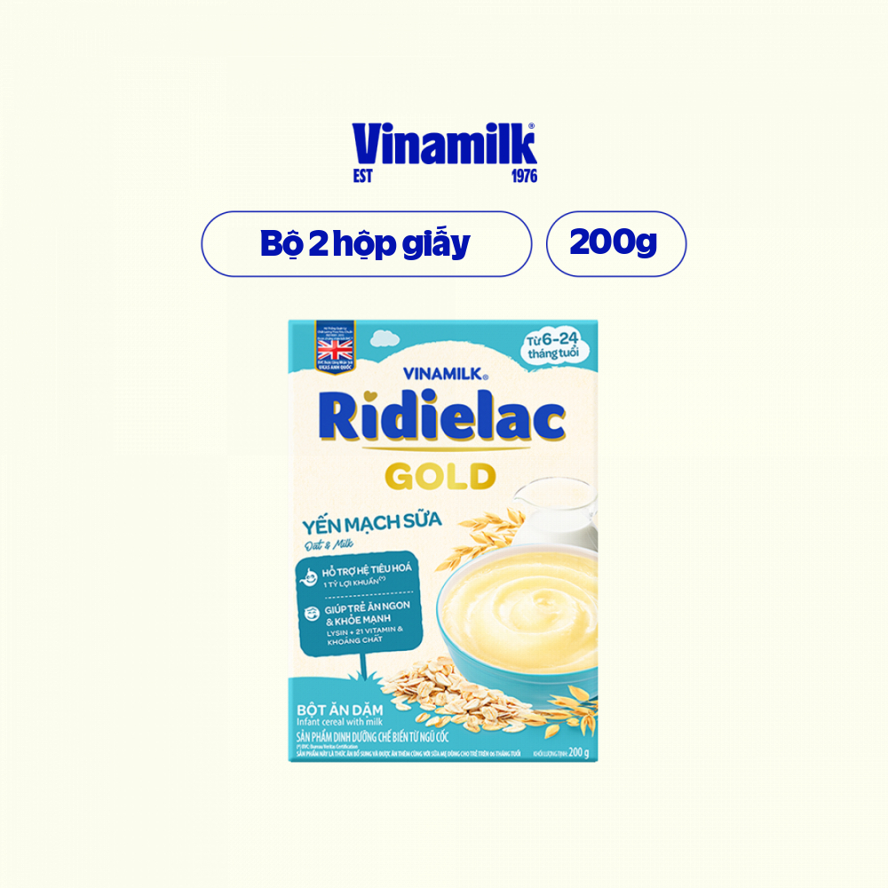 Combo 2 hộp Bột Ăn Dặm Yến mạch sữa Ridielac Gold - Hộp giấy 200g