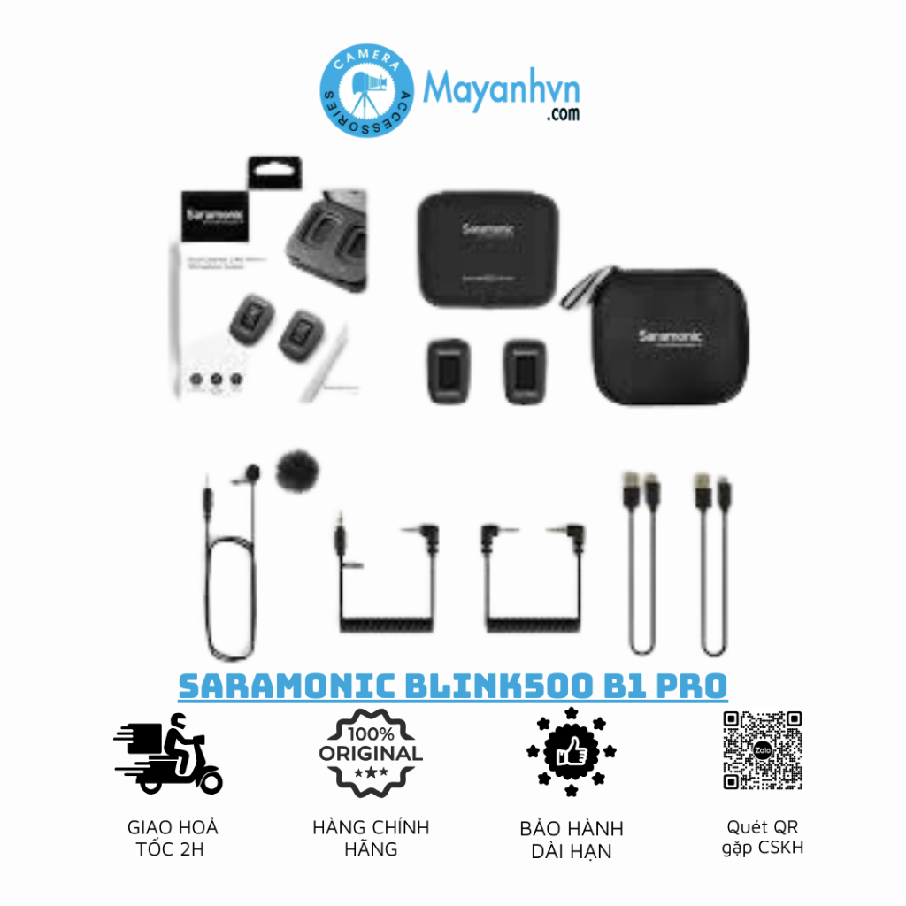 Micro Thu Âm Không Dây Saramonic Blink500 B1 Pro / 1 Phát + 1 Thu - Bảo Hành 3 Tháng