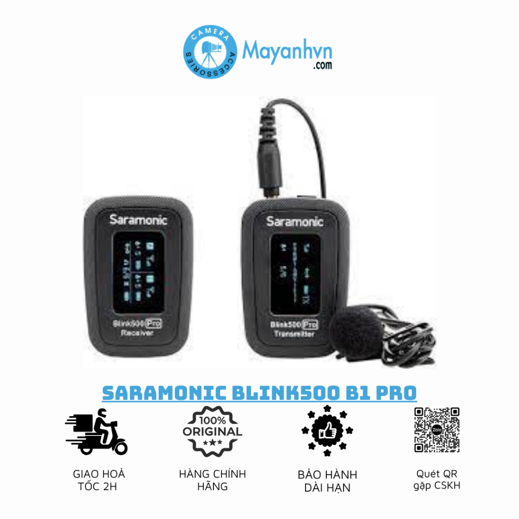 Micro Thu Âm Không Dây Saramonic Blink500 B1 Pro / 1 Phát + 1 Thu - Bảo Hành 3 Tháng