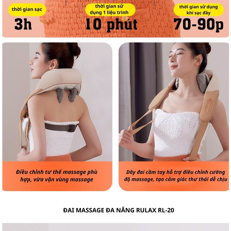 Máy Massage Cổ Vai Gáy RULAX RL-20 - Đai Massage Đa Năng Mô Phỏng Kỹ Thuật Massage Số 8 - Hàng Chính Hãng