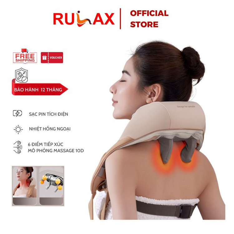 Máy Massage Cổ Vai Gáy RULAX RL-20 - Đai Massage Đa Năng Mô Phỏng Kỹ Thuật Massage Số 8 - Hàng Chính Hãng