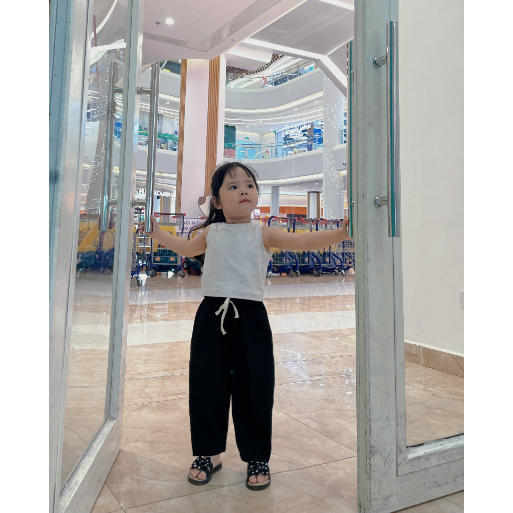 Quần dài baggy đũi xước nhật trơn cho bé đi học đi chơi 12-42kg