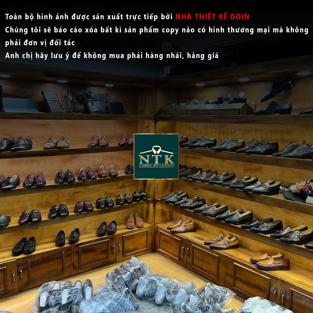 Giày lười đế GỐ PHÍP da thật, loafer nam màu nâu phối đồ công sở, bảo hành chính hãng 2 năm