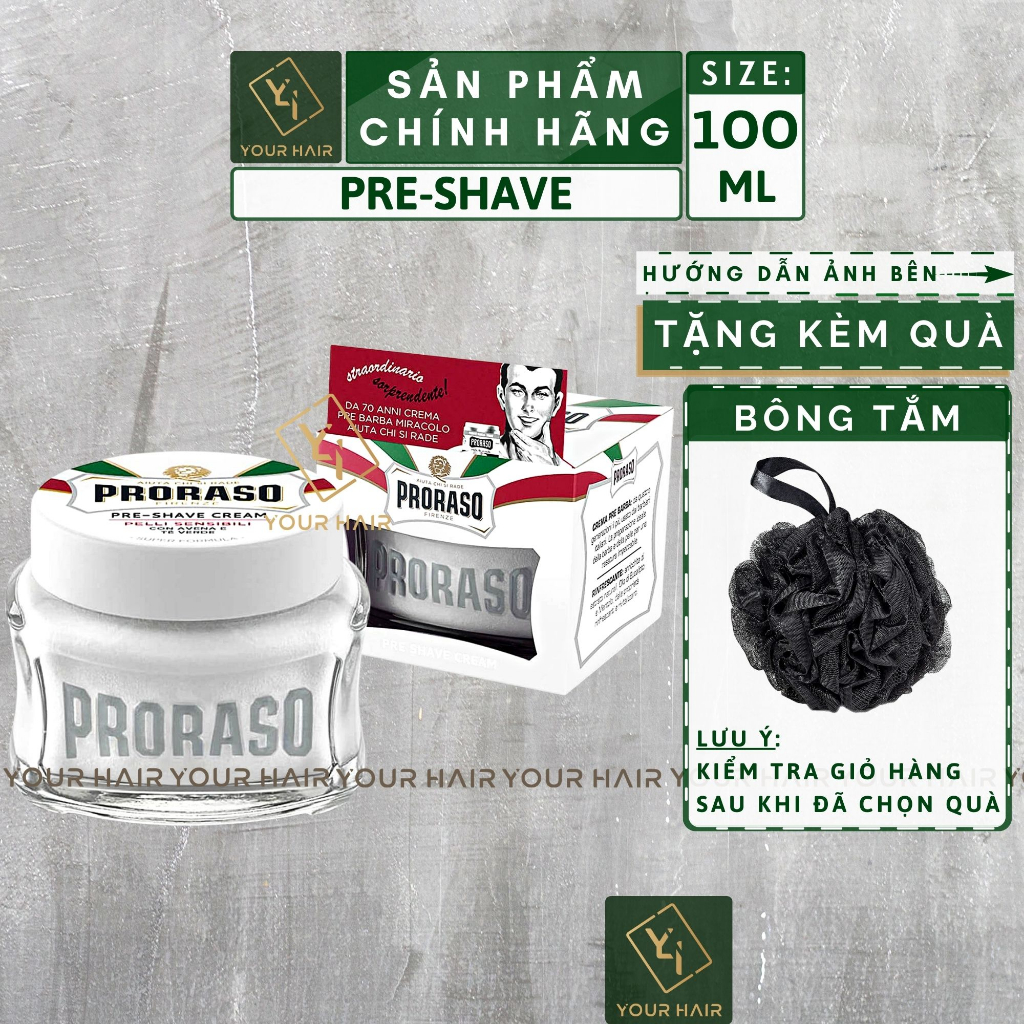 Kem làm mềm râu cho da nhạy cảm Proraso Pre-Shave Cream Sensitive Skin 100ml | Mùi Táo, chanh - Apple, Lime