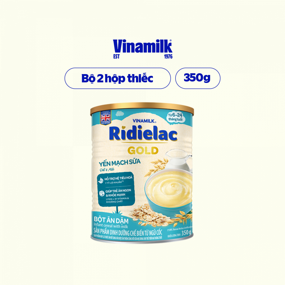 Combo 2 hộp Bột Ăn Dặm Yến mạch sữa Ridielac Gold - Hộp thiếc 350g