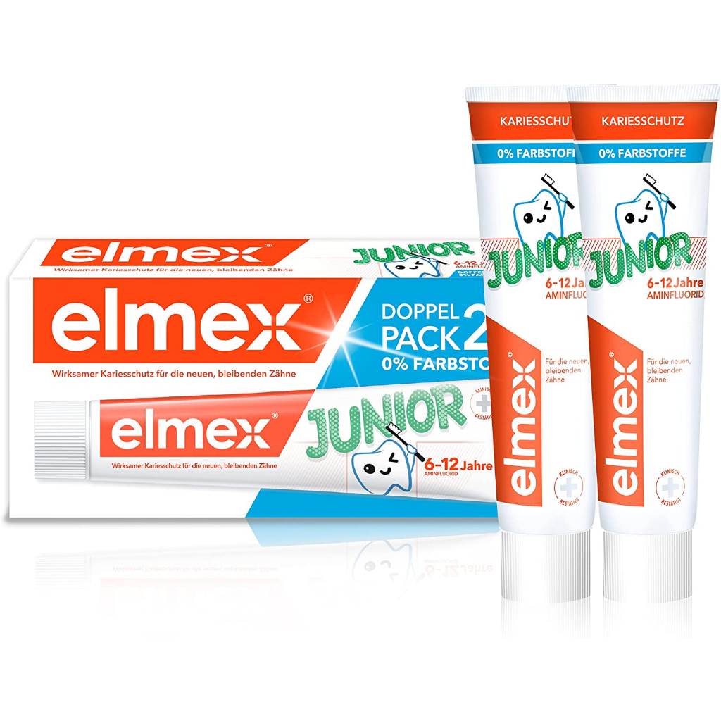 [SET 02 TUÝP] Kem đánh răng ngừa sâu răng hiệu quả cho trẻ 6-12 tuổi - ELMEX Junior Zahnpasta, 75ml