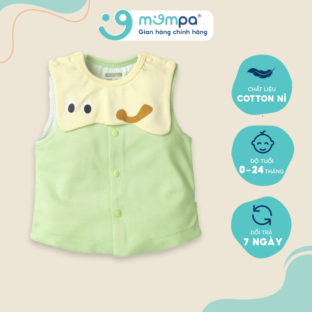 Áo gile sơ sinh cho bé Mompa 0-24 tháng cúc giữa vải cotton nỉ giữ ấm mềm mại thoáng khí MP 625