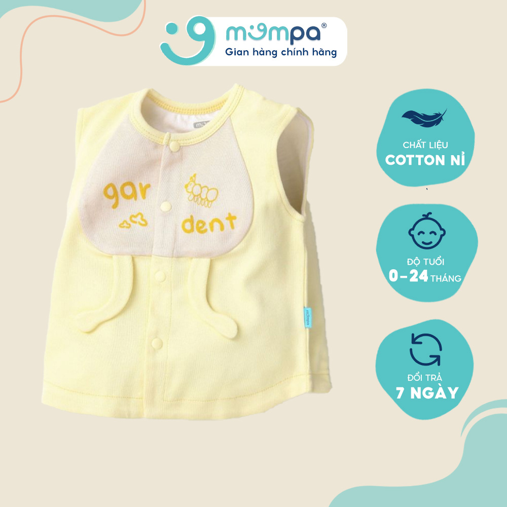 Áo gile cho bé sơ sinh Mompa 0-24 tháng cúc giữa vải cotton nỉ giữ ấm mềm mại thoáng khí MP 626