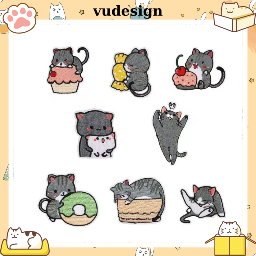Sticker Dán Vải, Sticker Ủi Thêu Quần Áo, Balo Hình Mèo Dễ Thương Đáng Yêu Mèo Thần Tài Vudesign