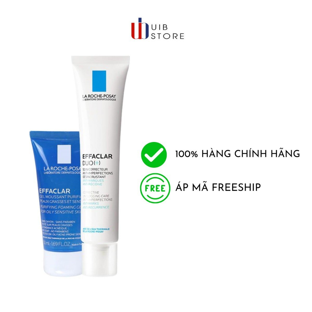 Set Kem Giảm M ụ n La Roche Posay Effaclar Duo+ 40ml Và Gel Rửa Mặt 50ml (date T6/2024)