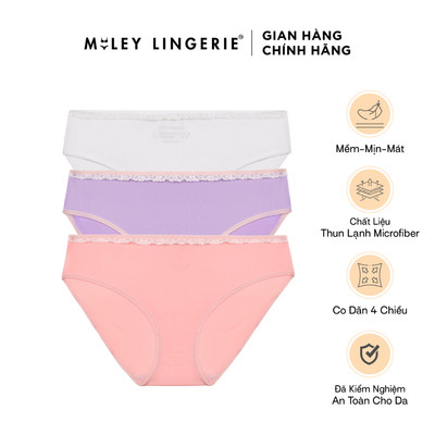Combo 3 Quần Lót Nữ Thun Lạnh Miley Lingerie Trơn Viền Ren Thoáng Mát Mềm Mại BMS00 Màu Ngẫu Nhiên