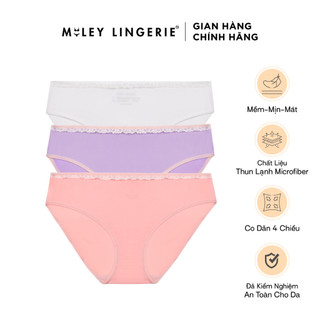 Combo 3 Quần Lót Nữ Thun Lạnh Trơn Viền Ren Thoáng Mát Mềm Mại Miley Lingerie BMS00 Màu Ngẫu Nhiên
